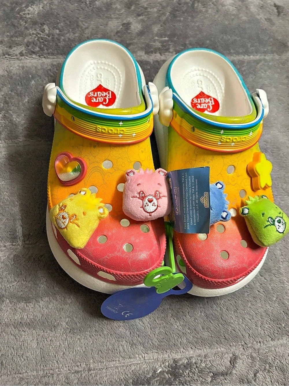 Crocs Care Bears Crush Clog - W6 -M4- NWT Yellow & Red - Star light up